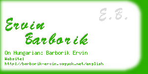 ervin barborik business card